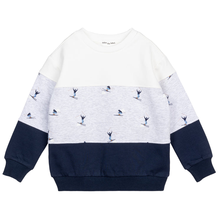 Blue Color Block Ski Sweatshirt