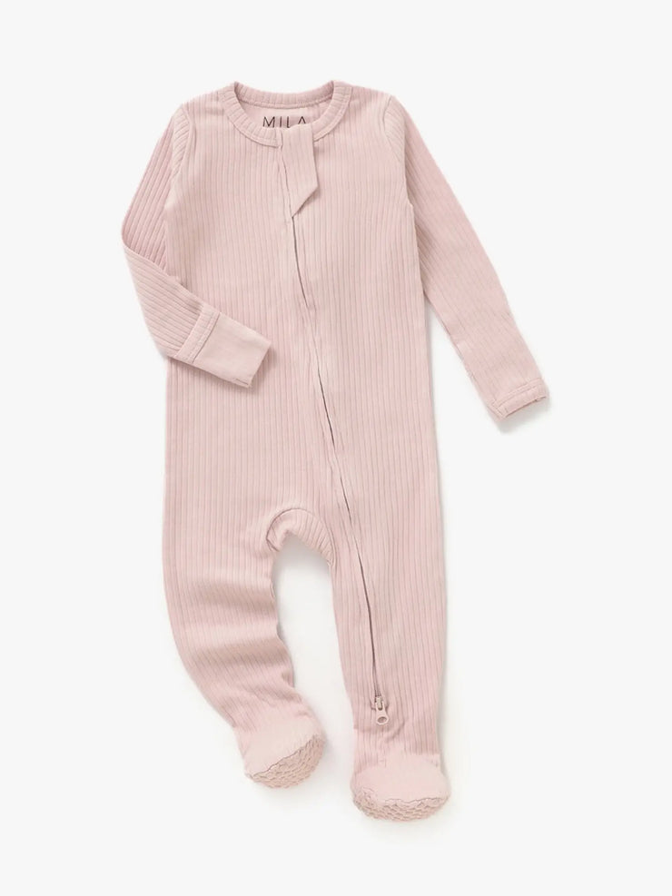 Ribbed Footie | Blush