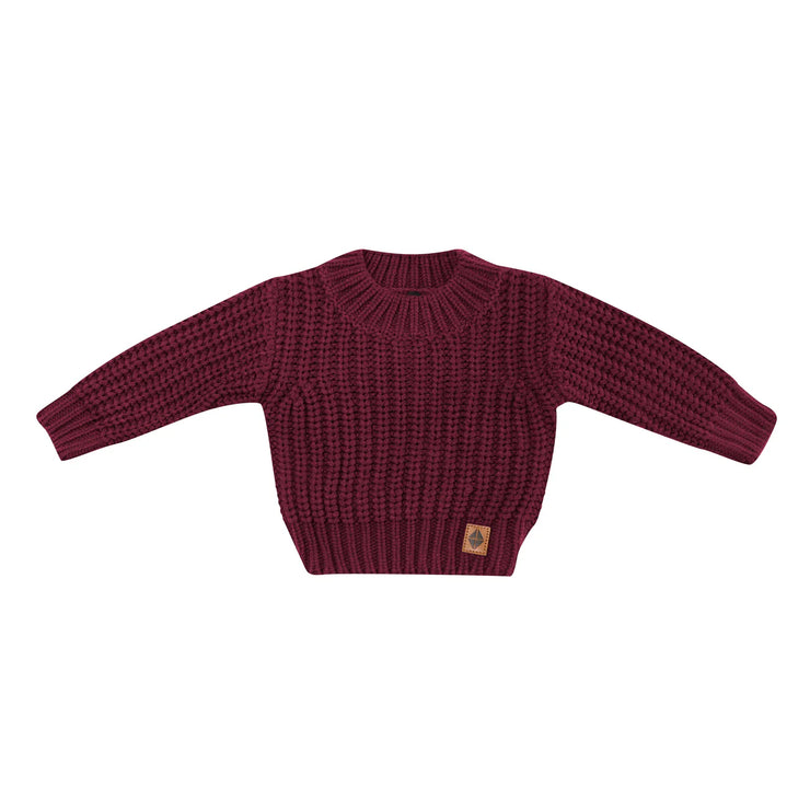 Chunky Knit Sweater in Burgundy