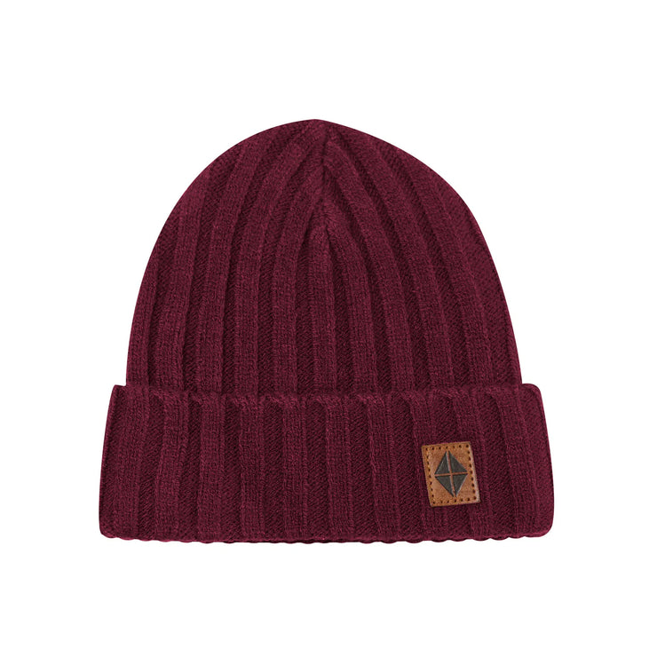 Chunky Knit Ribbed Beanie in Burgundy