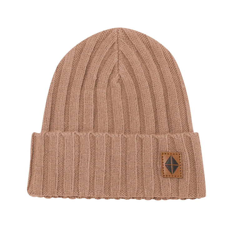 Chunky Knit Ribbed Beanie in Latte