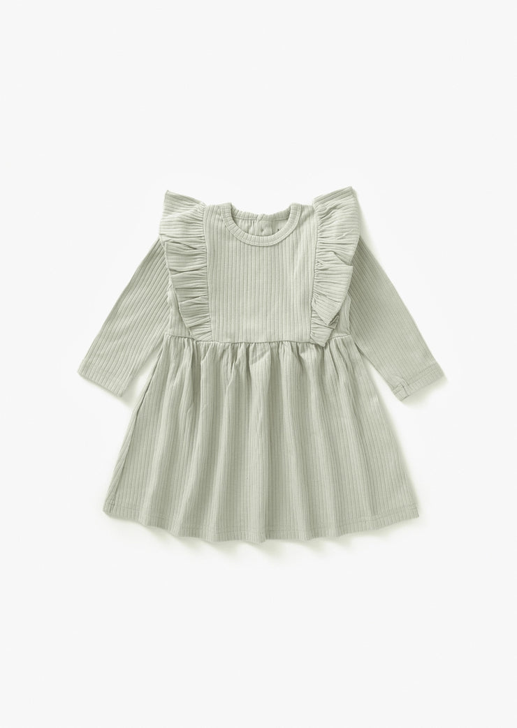 Ribbed Flutter Dress | Pistachio