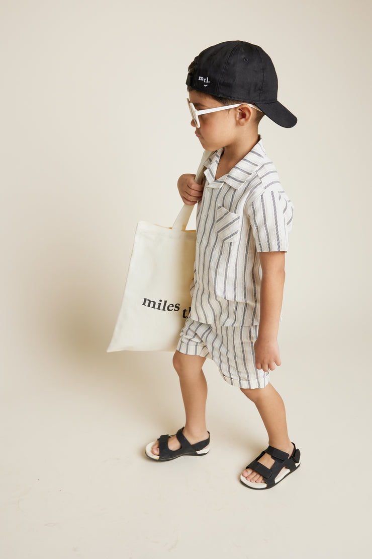 Striped Linen Blend Shorts