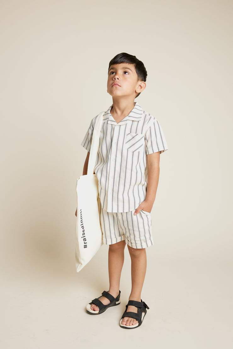 Striped Linen Blend Shorts