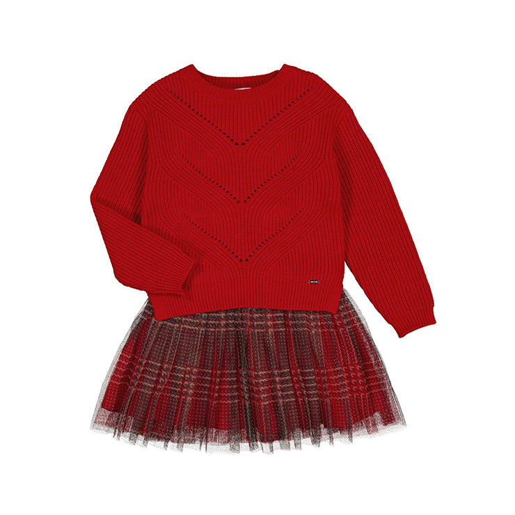 Red Sweater Tulle Dress