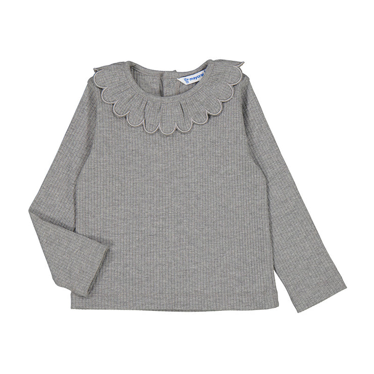Grey Long Sleeve Ribbed Shirt