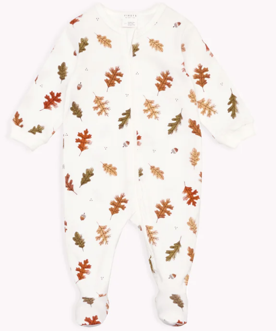 Foliage Print on Off-White Footed Sleeper