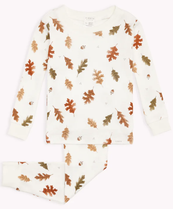 Foliage Print on Off-White PJ Set
