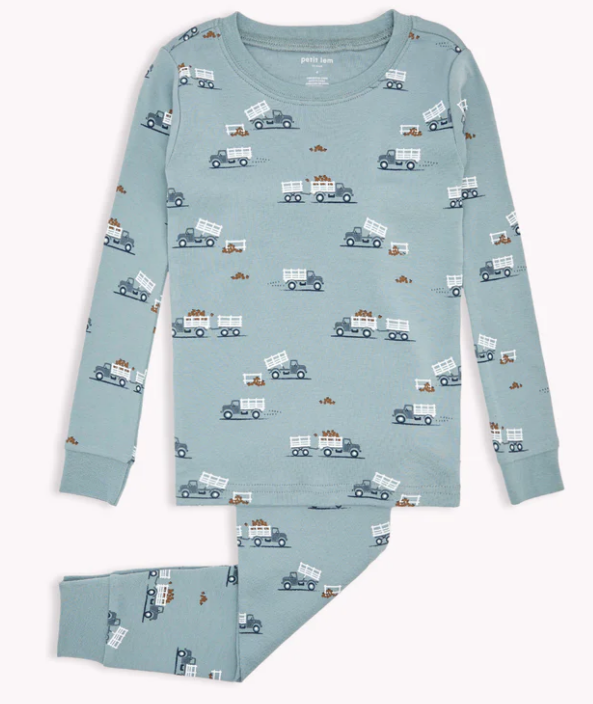 Apple Picking Truck Print on Slate PJ Set