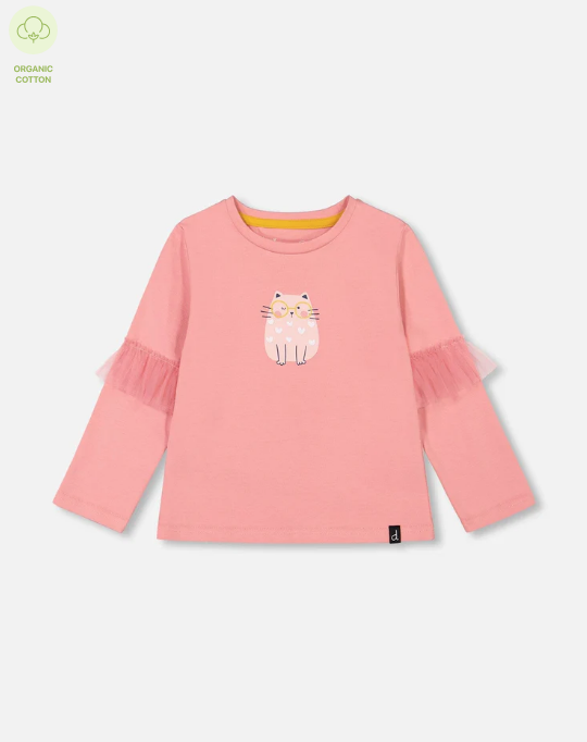 T-Shirt With Frills Rosette Pink