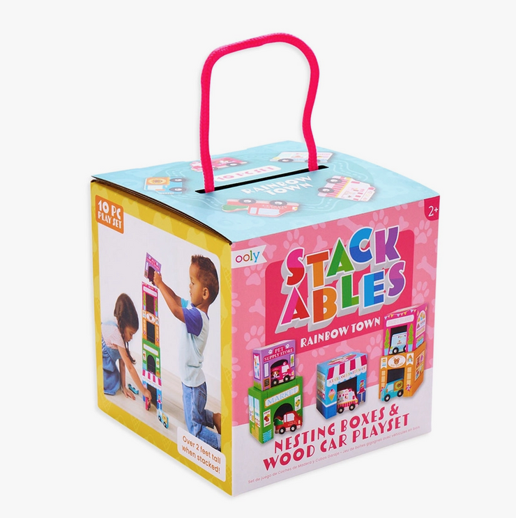 Stackables Nested Cardboard Toys & Cars Set - Rainbow Town