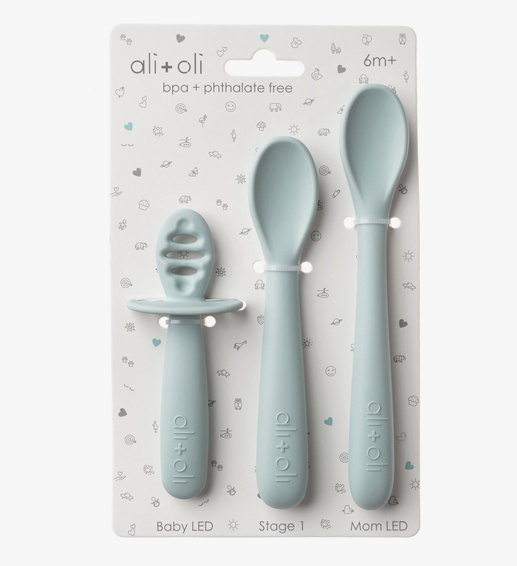 Ali+Oli (3-pc) Multi Stage Spoon Set for Baby (Blue) 6m+