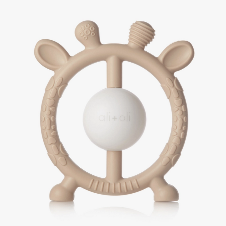 Ali+Oli Giraffe Teether and Rattle (Taupe)