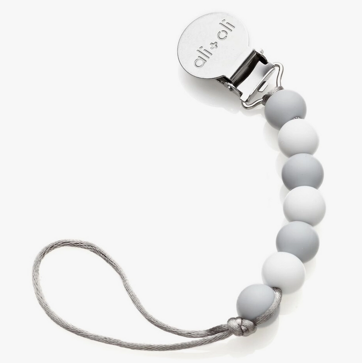 Pacifier Clip - Grey/White
