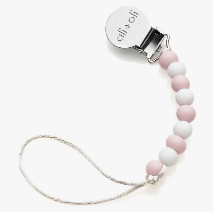 Pacifier Clip - Pink/White
