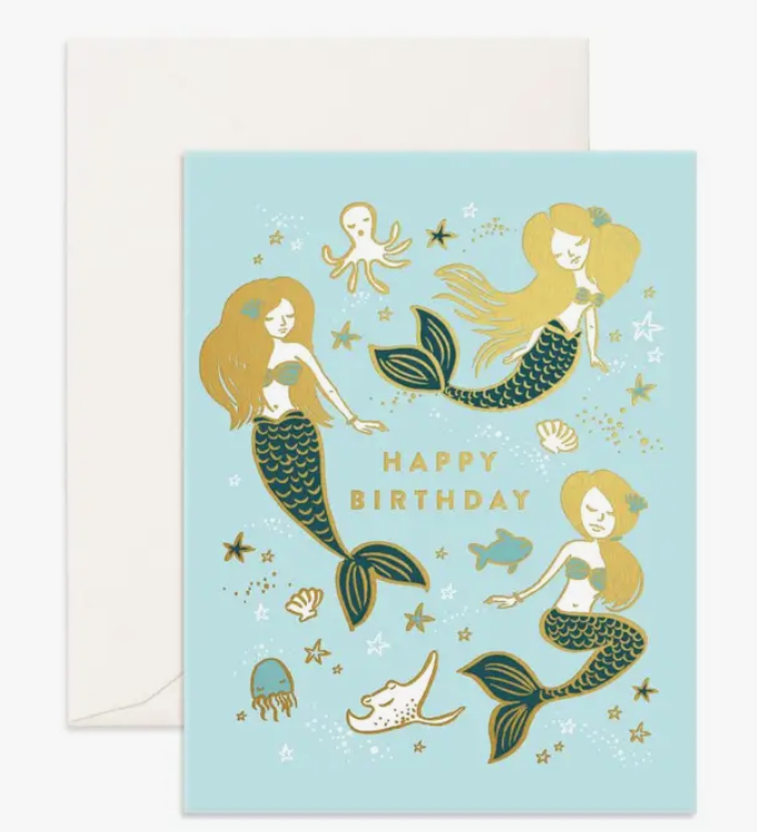 Happy Birthday Mermaids Greeting Card