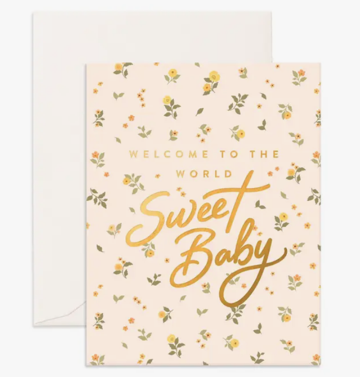 Welcome Sweet Baby Broderie Greeting Card