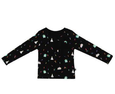 Long Sleeve Toddler Crew Neck Tee in Midnight Party