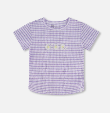 Crinkle Jersey Top With Flower Applique Vichy Lilac
