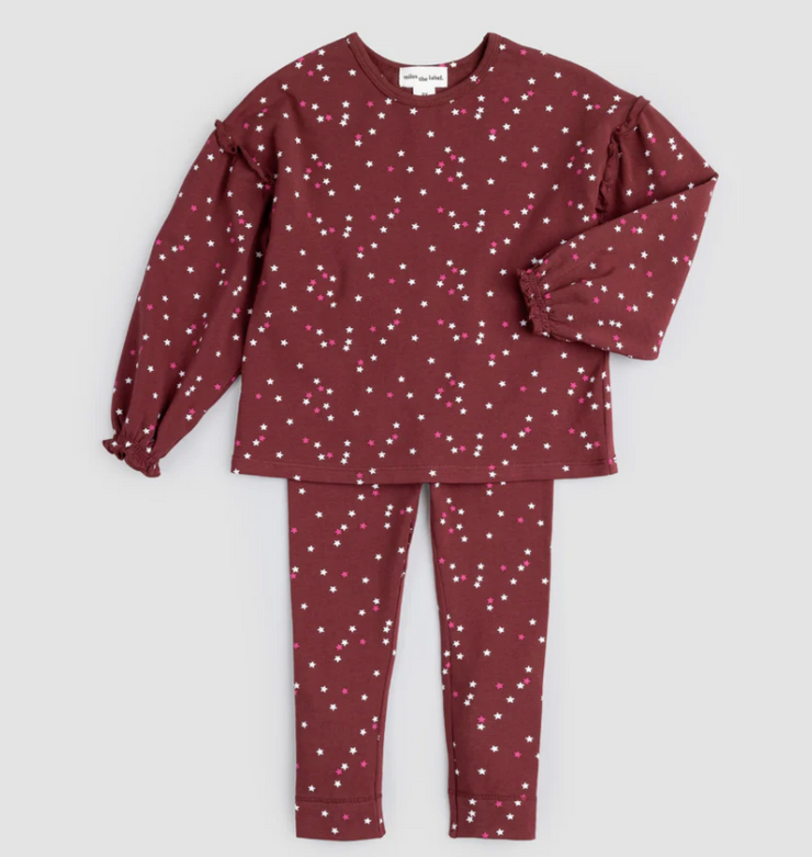 Confetti Print on Burgundy 2PC Set