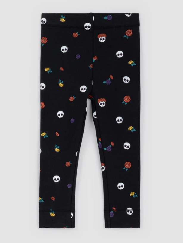 Glow-in-the-dark Calaveritas Print on Black Leggings
