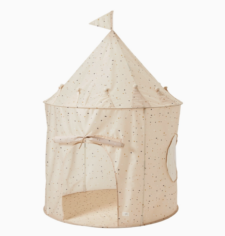 Recycled Fabric Play Tent Castle - Terrazzo Beige
