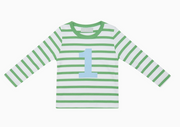 Grass Green & White Breton Striped Number 1-5 Shirt