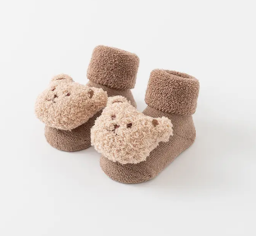 Baby Socks With Non-Slip Sole - Khaki