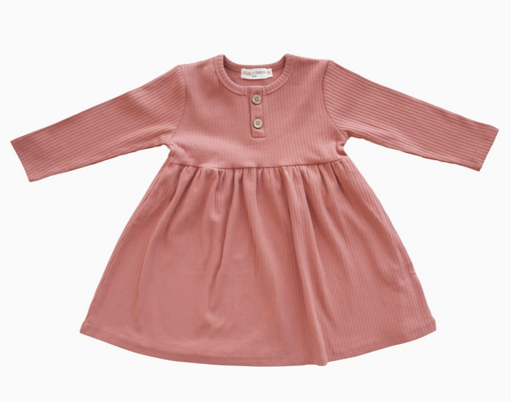 Organic Ribbed Cotton Dress - Terracotta