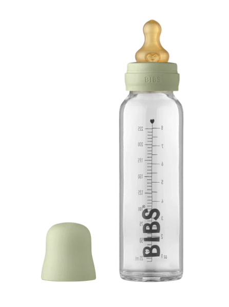 BIBS Baby Glass Bottle Complete Set Latex 225ml Sage