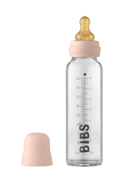 BIBS Baby Glass Bottle Complete Set Latex 225ml Blush