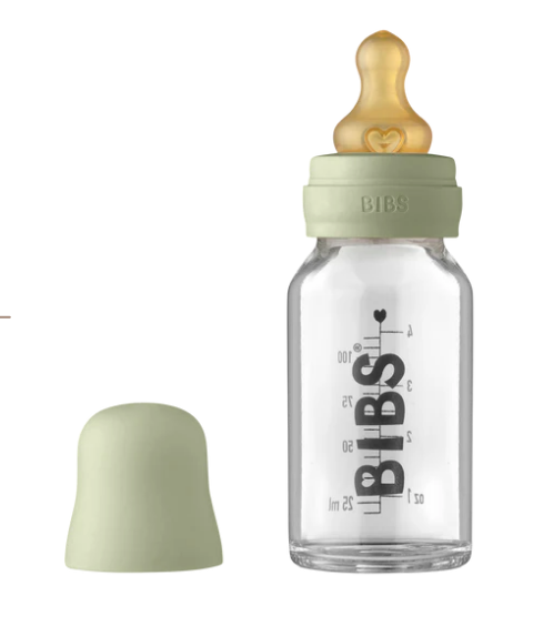 BIBS Baby Glass Bottle Complete Set Latex 110ml Sage
