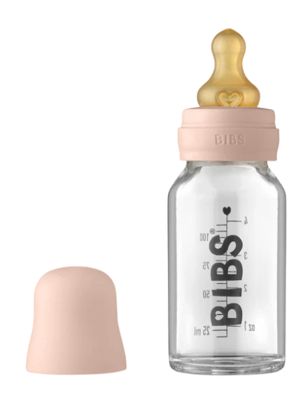 BIBS Baby Glass Bottle Complete Set Latex 110ml Blush