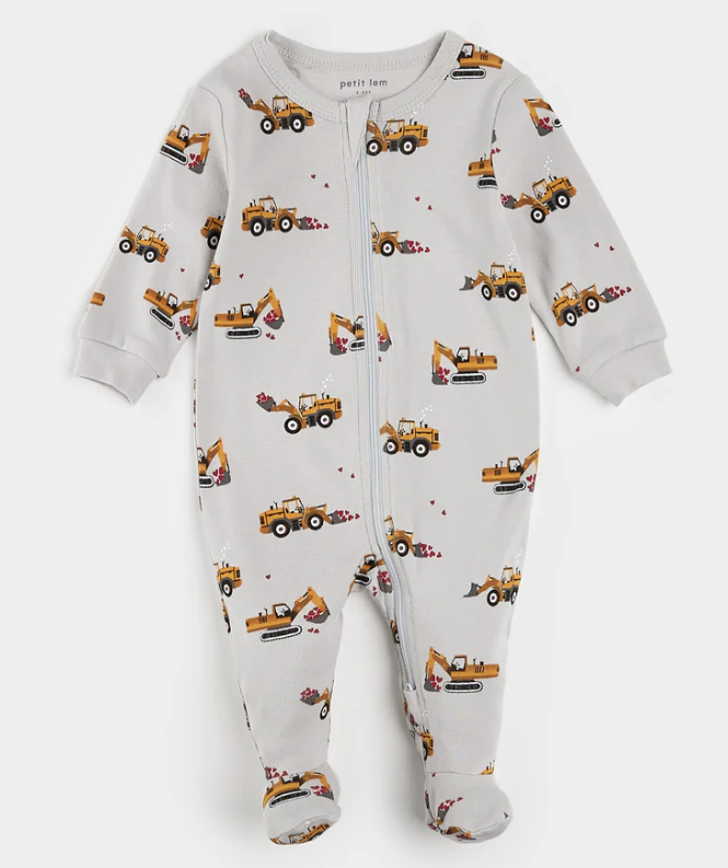 I Dig You Print on Lunar Rock Footed Sleeper