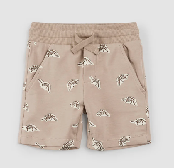Dino Fossil Print on Taupe Shorts