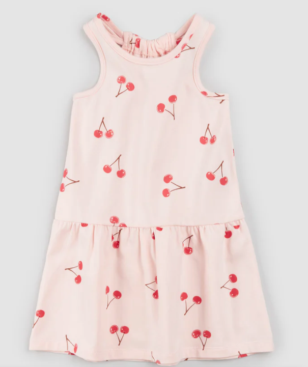 Cherry Print on Blush Racerback Jersey Dress