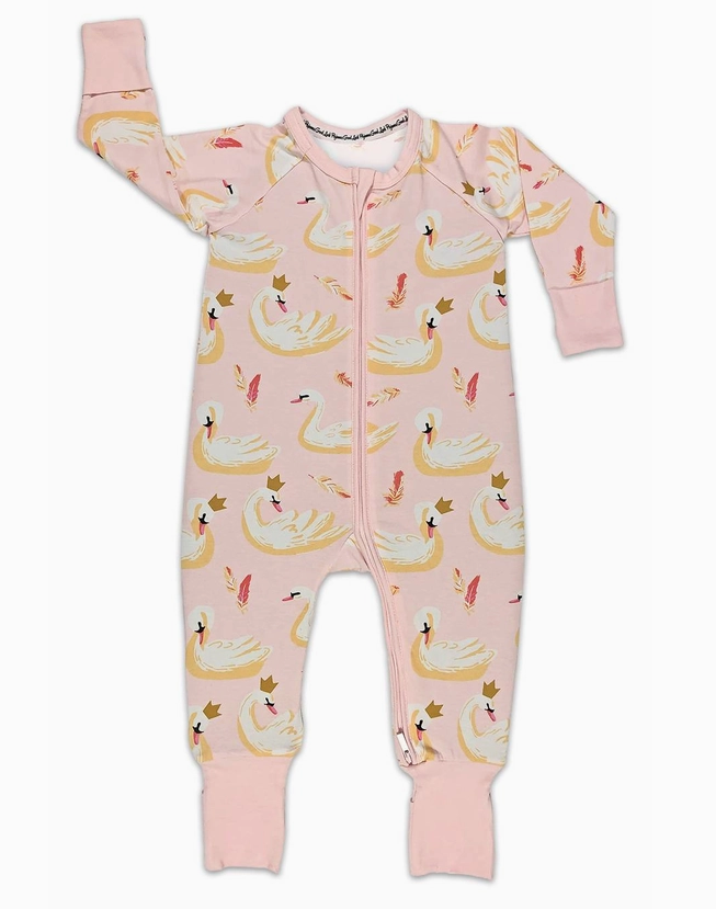 Swans, Pink Baby Pajamas