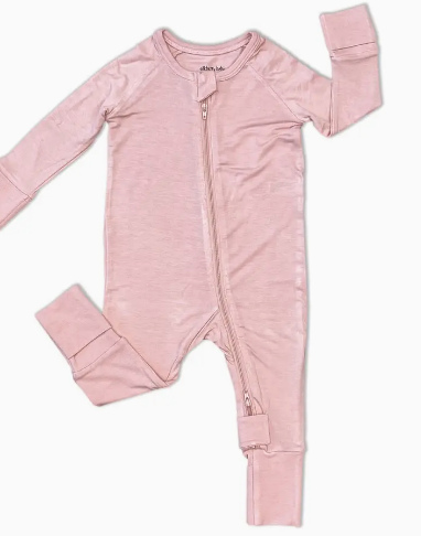 Bamboo Two Way Zipper Romper - Teatime Pink