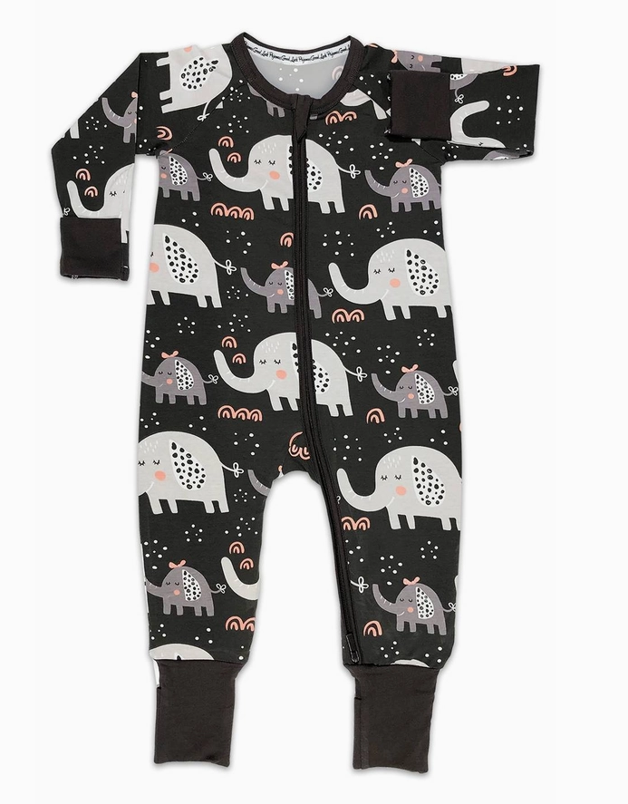 Elephants, Gray Baby Pajamas