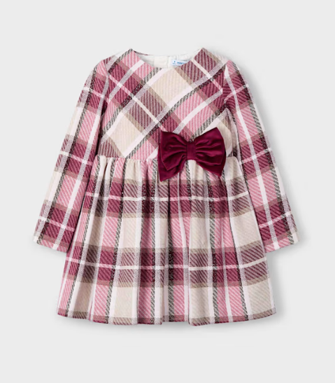Girls Plaid Velvet Dress