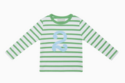 Grass Green & White Breton Striped Number 1-5 Shirt