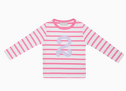 Hot Pink & White Breton Striped Number 1-5 T Shirt