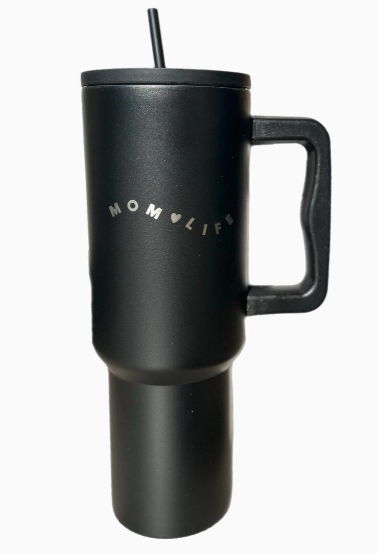 Mom Life 40 oz Tumbler with Handle and Straw | Bpa Free
