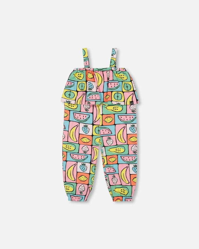 Organic Cotton Jersey Jumpsuit Printed Fruits Square