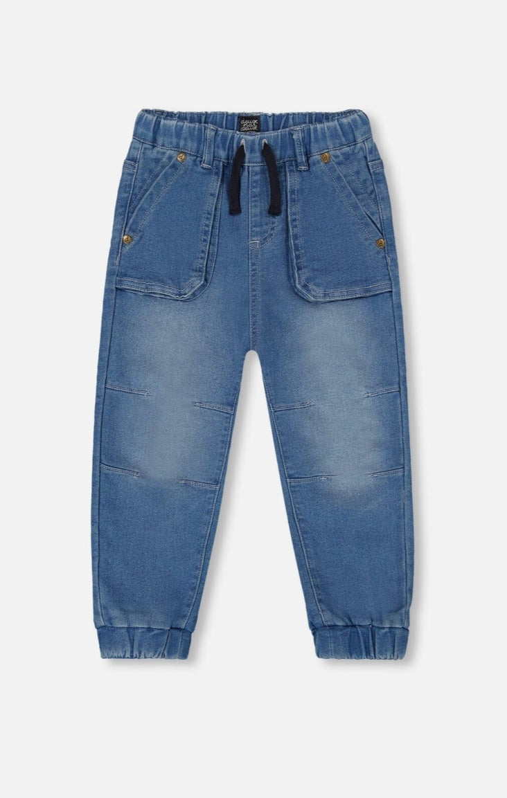 French Terry Denim Jogger Pant Denim Blue