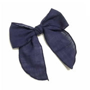 Big Linen Bow For Kids - Navy