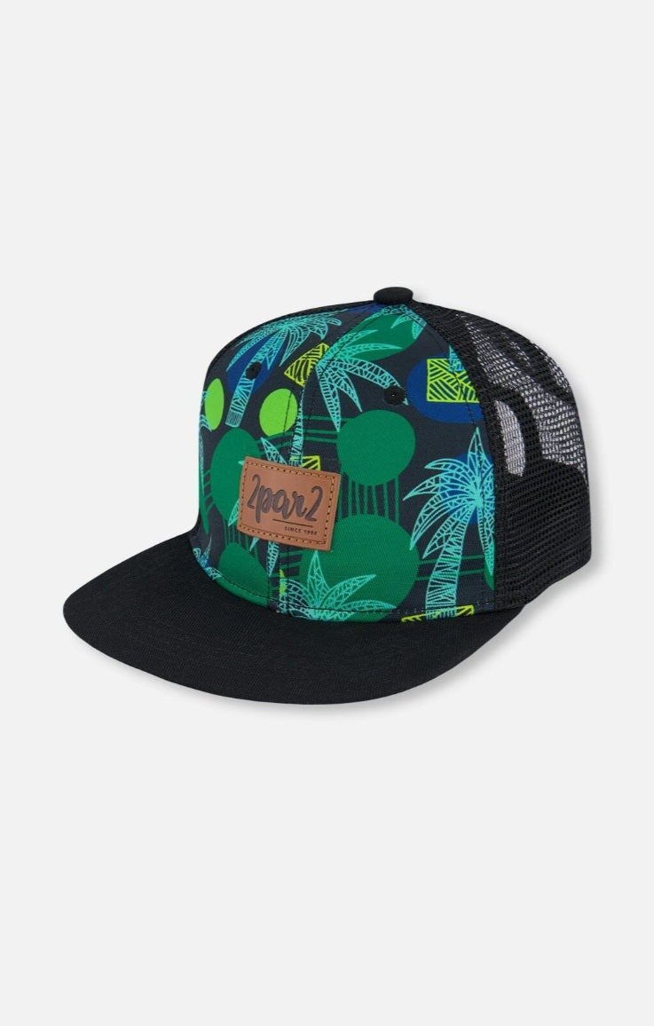 Printed Cap Green Jungle On Black