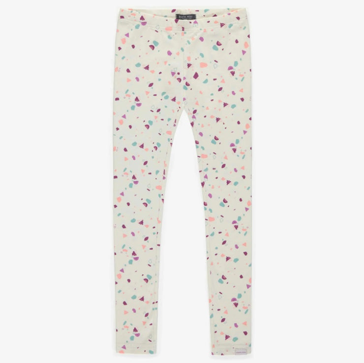 Cream with Multicolored Pattern Legging
