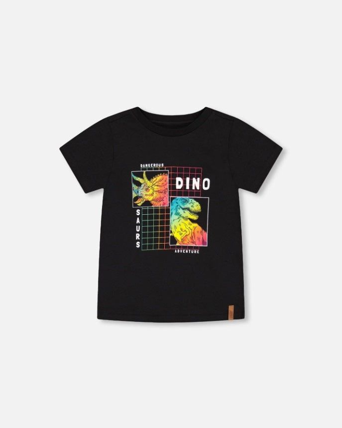 T-Shirt Black Dinosaur Print