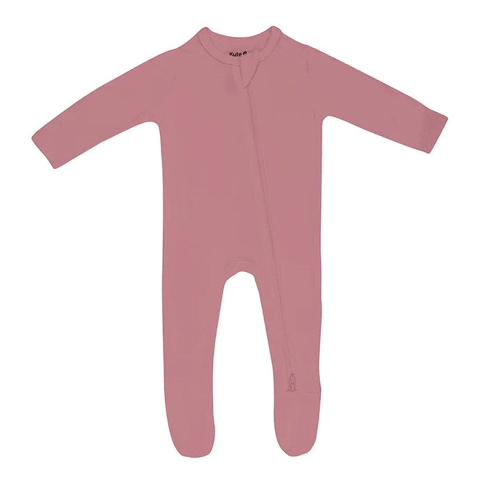 Zippered Footie in Dusty Rose